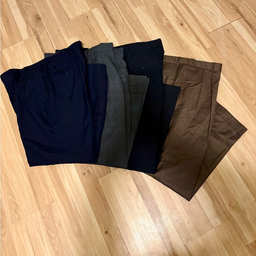 Men's Classic Dress Pants - Navy, Gray, Black, Brown size W40/L30